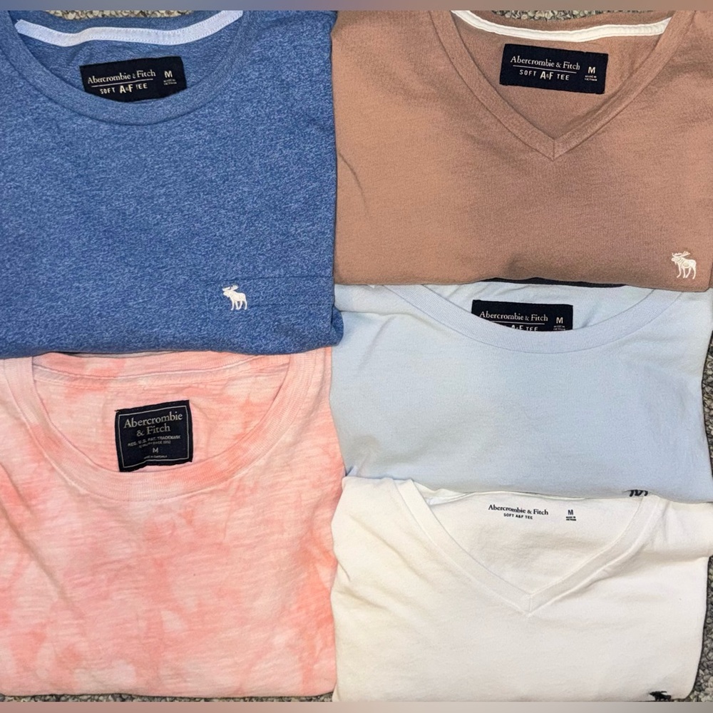 Abercrombie & Fitch Men’s SoftAF T-Shirt Bundle Size Medium Blue, White, Brown